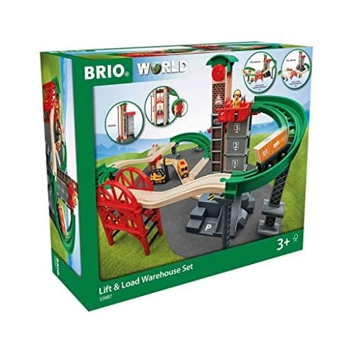 BRIO 33887 Lift and Load Warehouse Train Set for Kids Age 3+ & World Expansion Pack - Intermediate Wooden Train Track for Kids Age 3 Years Up - Compatible with all BRIO Railway Sets & Accessories