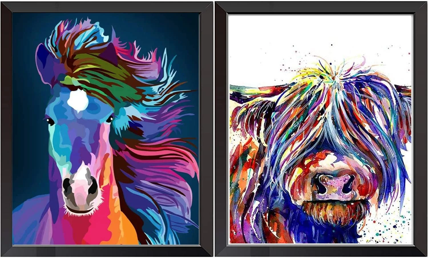 VEGCOO 2 Packs Embroidery Cross Stitch Kits for Beginners Adults, Pre-Printed Stamped Animals Embroidery Kits 11CT Needlework Kit DIY Artwork for Adults Kids Girls Home Wall Decoration(30x40cm)