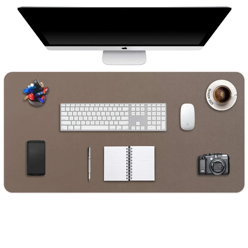 Desk Pad Large, DOBAOJIA Desk Mat, Laptop Mat, Writing Pad, Desk Blotter, Extended Mouse Mat, Large Mouse Pad for Office/Home, PU Leather Waterproof +Suede Non-Slip 35.4" X 16.9" (Mud)