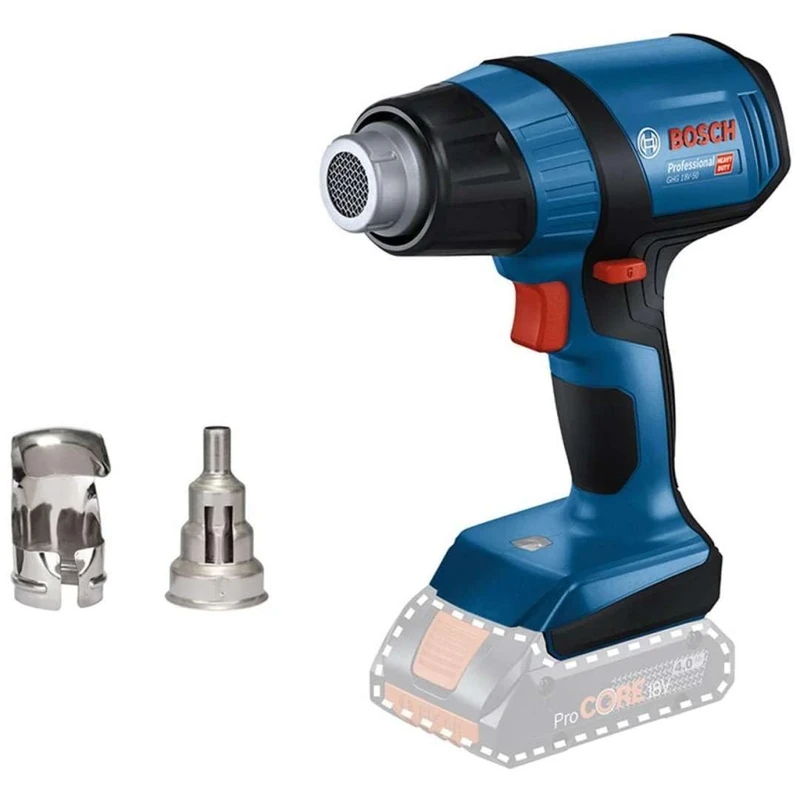 Bosch Professional 18V System Cordless Heat Gun GHG 18V-50 (incl. Reflector Nozzle, 32x33 mm, Reduction Nozzle, 9 mm, Without Battery/Charger)