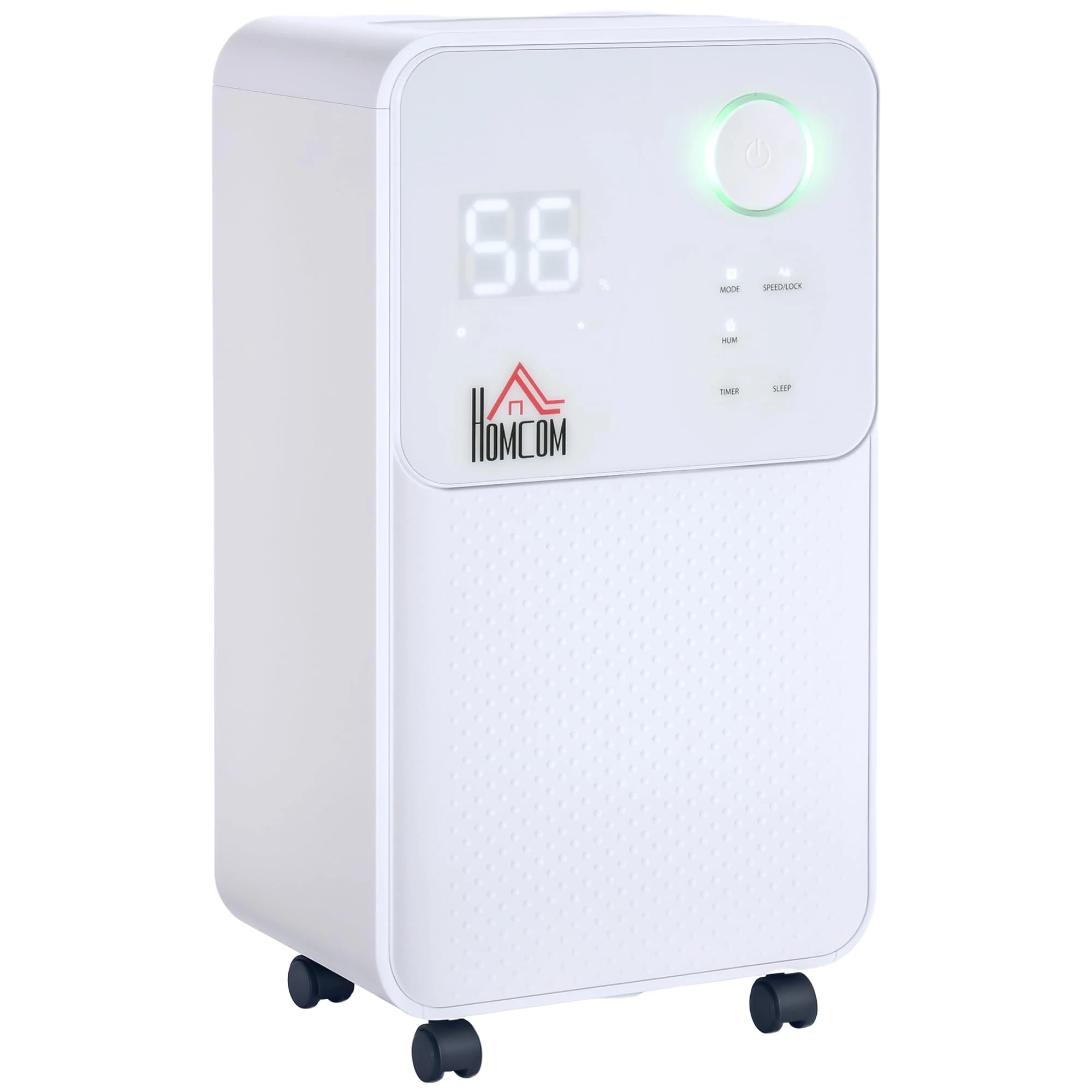 HOMCOM 12L/Day Dehumidifier with 2L Tank, Electric Air Dehumidifier with 4 Modes, Continuous Drainage, 24H Timer, Humidity Sensor, Digital Humidity Display for Home Damp, Laundry
