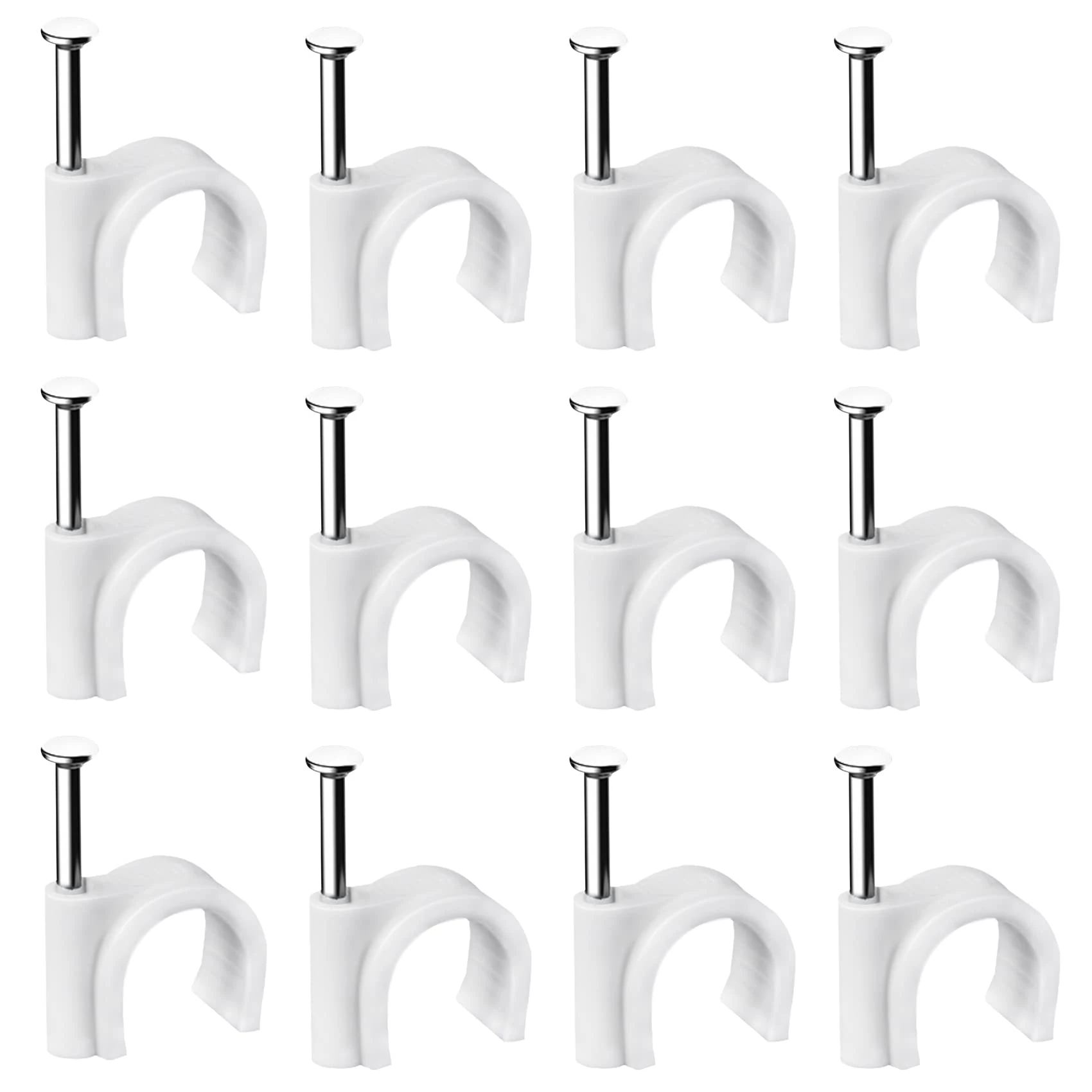 Abnii Cable Clips, 6 mm 400 Pcs Nail Clips Strong Durable White Round Cable Tacks, Wall Wire Tidy Holder Clip Management Cable Pins