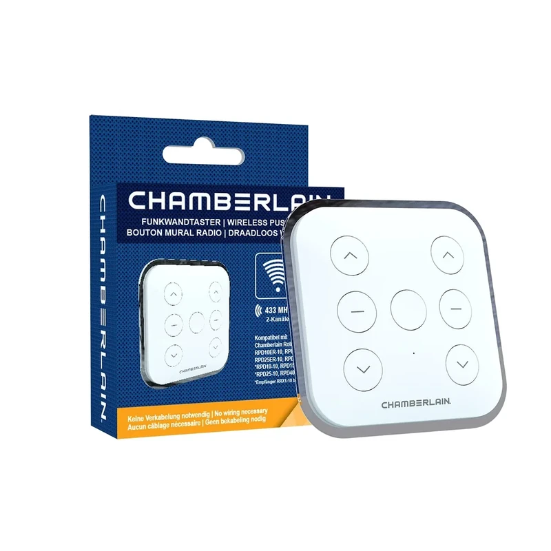Chamberlain 2 Channel RTXW2-10 Wireless Wall Transmitter for Roller Shutter Drives White