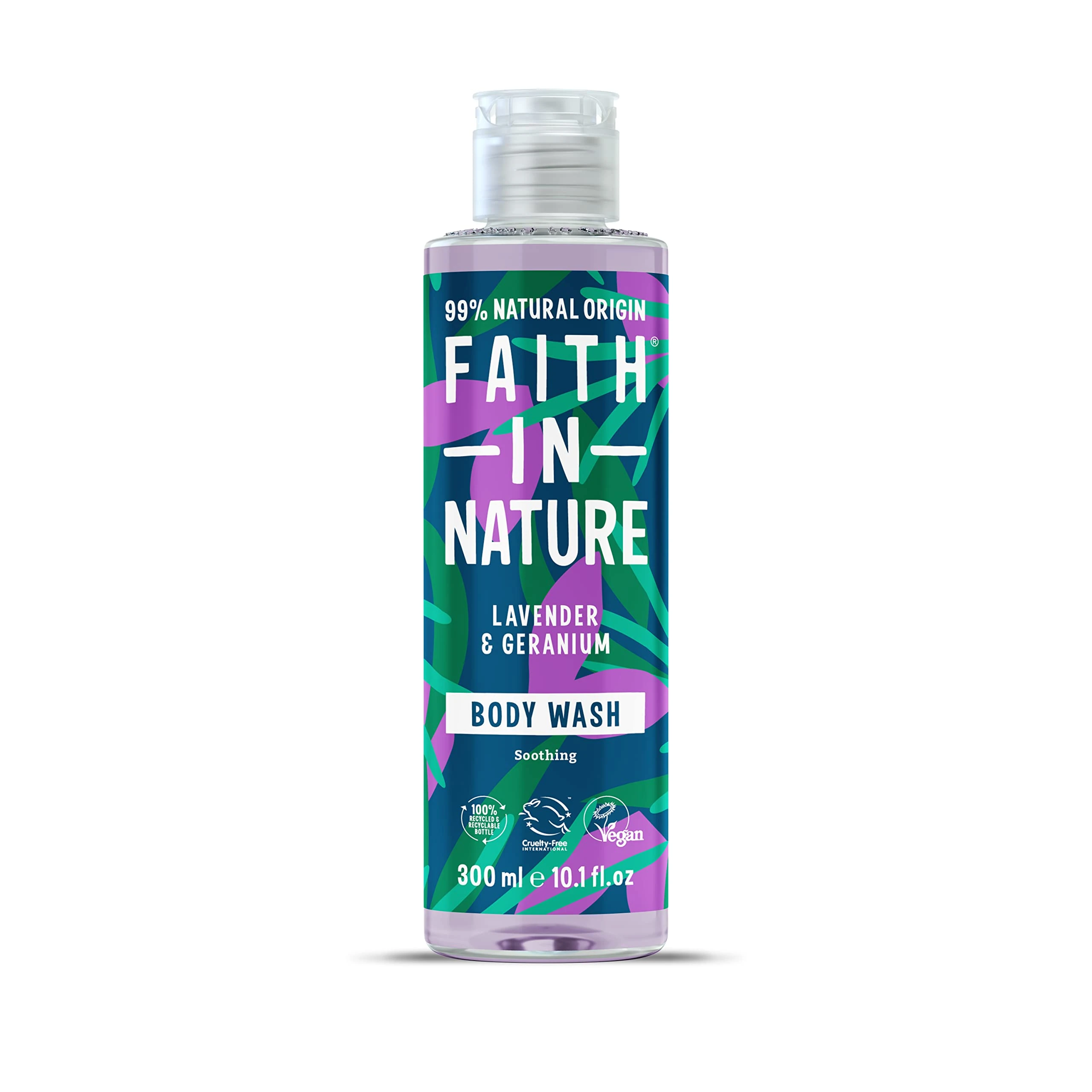 Faith In Nature 300 ml Natural Lavender and Geranium Body Wash, Nourishing, Vegan and Cruelty Free, No SLS or Parabens