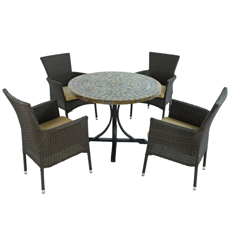 Byron Manor MONTEREY Dining Table with 4 STOCKHOLM Brown Chairs Set - Image 1