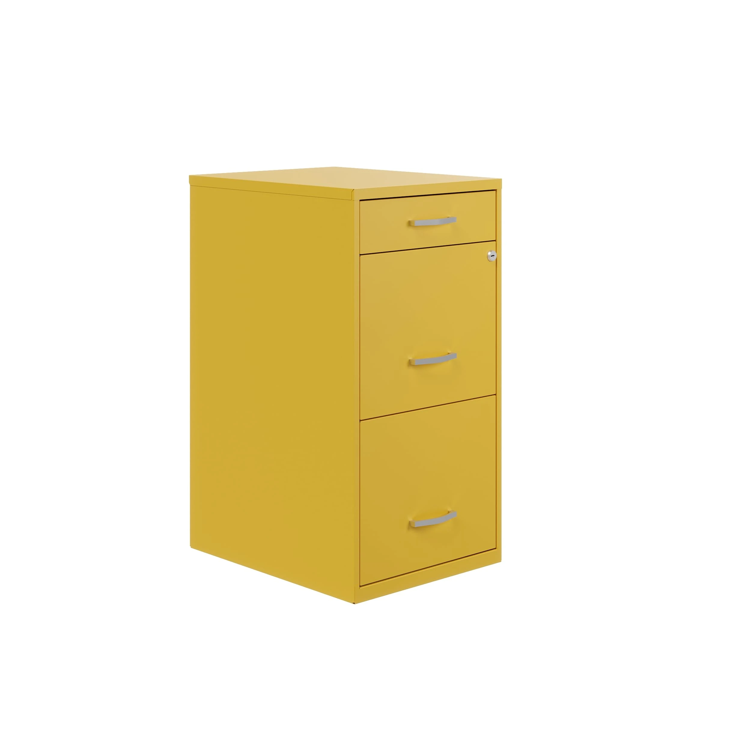 Hirsh Space Solutions 18" Deep Modern Metal Organizer File Cabinet with Cam Lock, 3-Drawer, Letter-Size, for Small Home/Home Office in Yellow