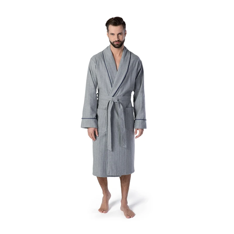 Möve Light Flannel Dressing Gown, Cotton, Grey, 48 (EU)