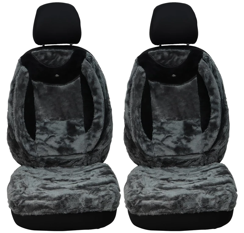 BREMER SITZBEZÜGE Custom Car Seat Covers Compatible with Peugeot 5008 2 Driver & Passenger Set from 2017 / Car Seat Covers Protective Cover Set Car Seat Covers Pack of 2 in Grey Plush - Image 1
