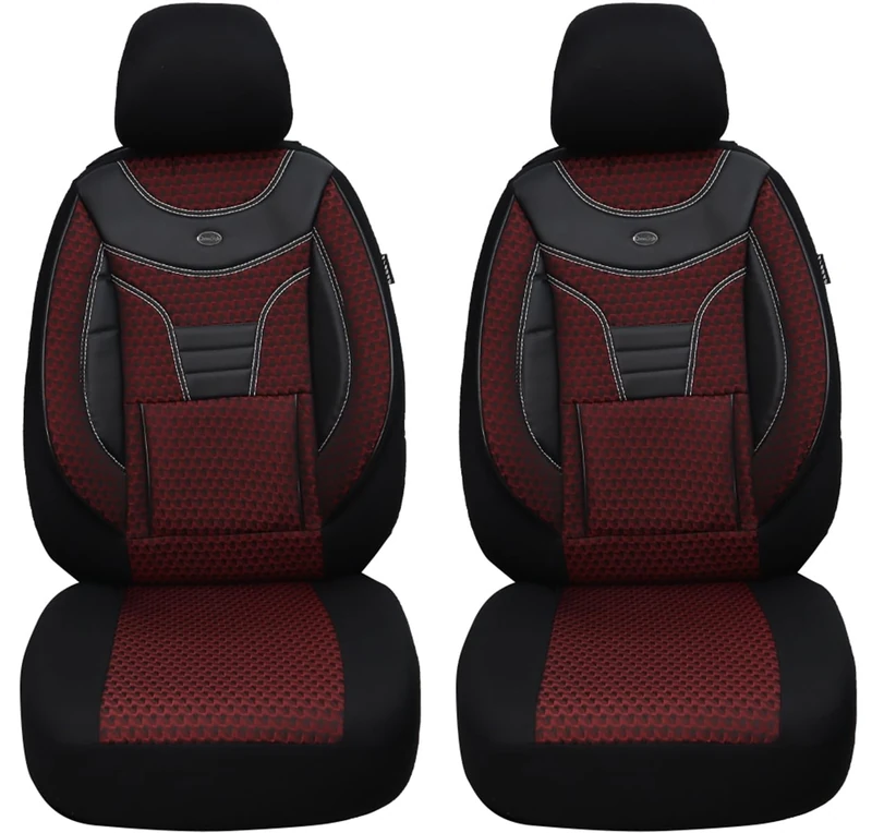 BREMER SITZBEZÜGE Measure Car Seat Covers Compatible with Peugeot Traveller Driver & Passenger Set from 2016 / Car Seat Covers Protective Cover Set Car Seat Covers Pack of 2 in Black/Wine Red