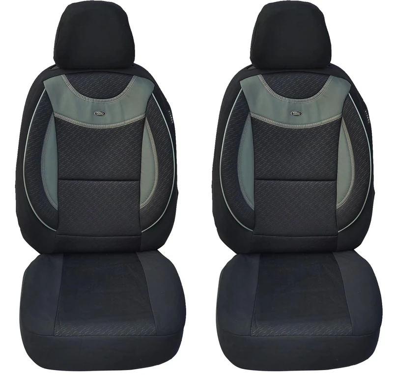 BREMER SITZBEZÜGE Measure Car Seat Covers Compatible with Suzuki Across Driver & Passenger Set from 2020 / Car Seat Covers Protective Cover Set Car Seat Covers Pack of 2 in Black/Grey