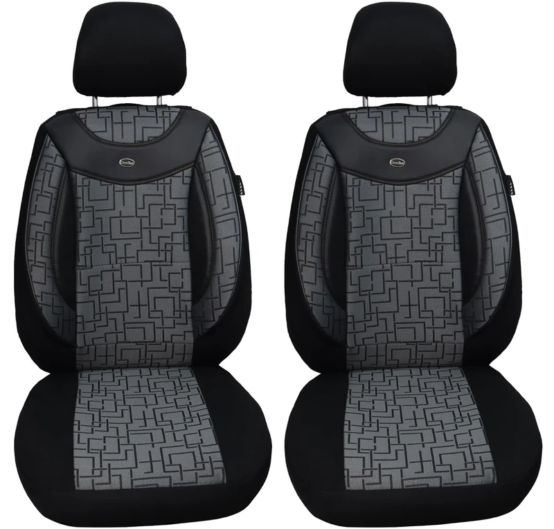 BREMER SITZBEZÜGE Measure Car Seat Covers Compatible with Renault Austral Driver & Passenger Set from 2022 / Car Seat Covers Protective Cover Set Car Seat Covers Pack of 2 in Black/Grey