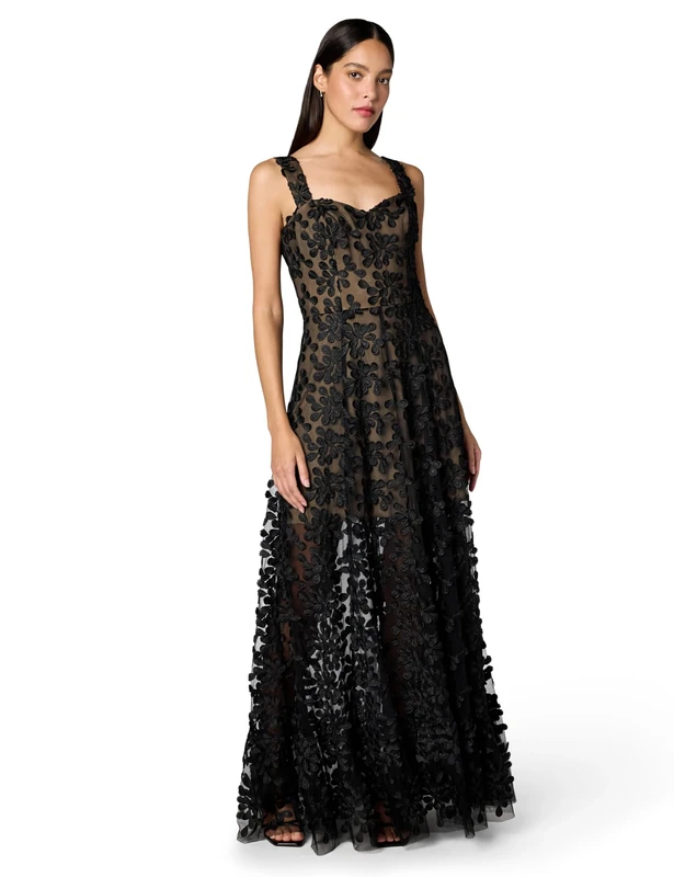 Dress the Population Women's Anabel Sweetheart Bustier Maxi Dress, Black, X-Small