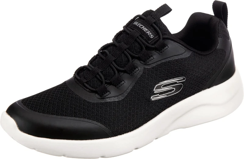Skechers Men's Dynamight 2.0 Setner Sneaker, Black Mesh/Synthetic/White Trim, 5.5 UK