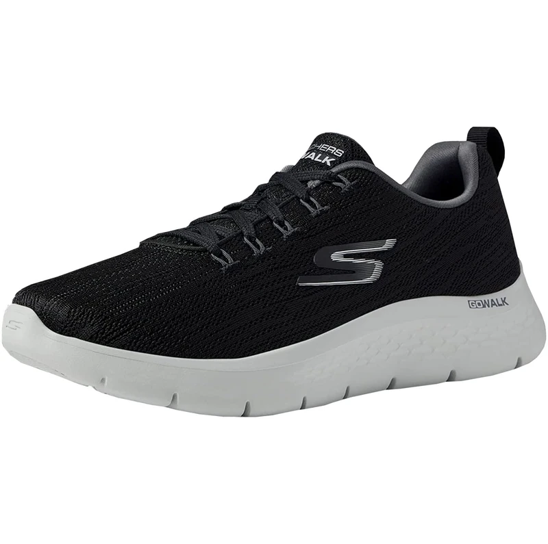 Skechers Men's Go Walk Flex - Quota Sneaker, Black Textile/Grey Trim, 10 UK