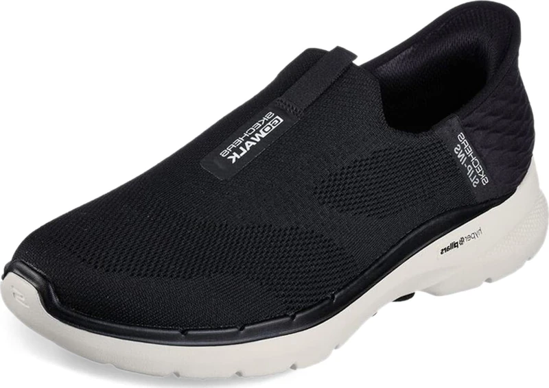 Skechers Men's 216278 BLK Sneaker, Black Textile/Black Synthetic/White Trim, 8 UK