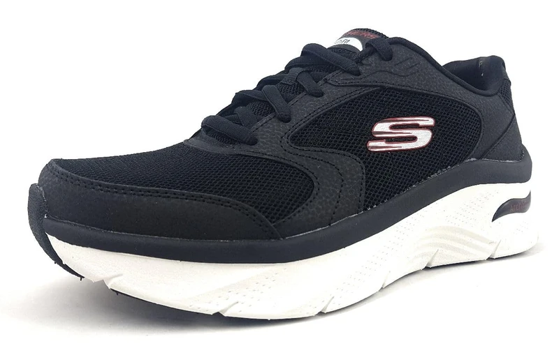 Skechers Men's 232501 BKRD Sneaker, Black Leather/Textile/Duraleather, 8 UK