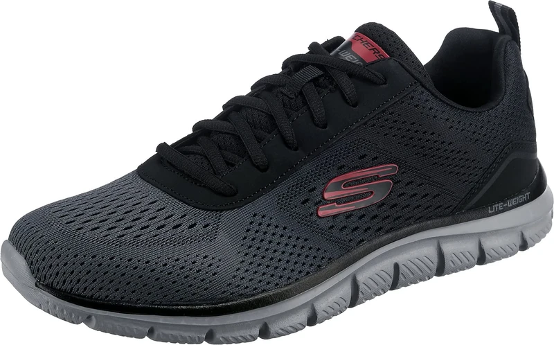 Skechers Men's Track Ripkent Trainers, Black Mesh/Charcoal Trim, 6.5 UK