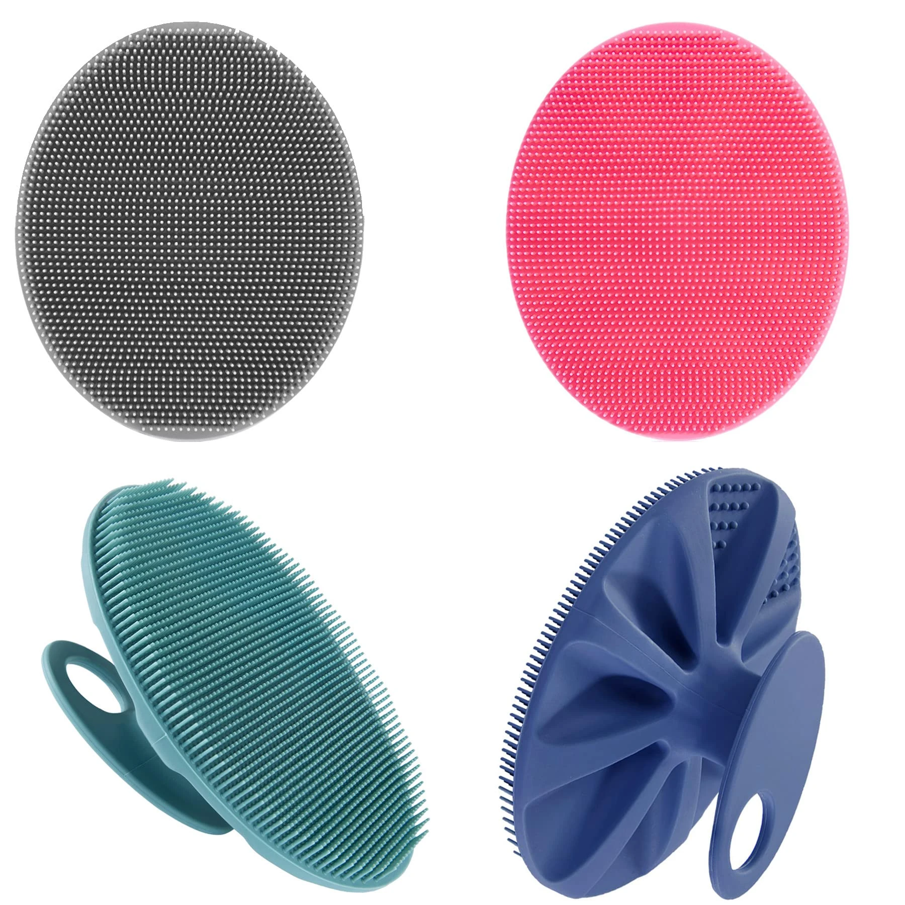 Food-Grade Soft Silicone Body Cleansing Brush Shower Scrubber, Gentle Exfoliating and Massage for All Kinds of Skin (Pack of 4)