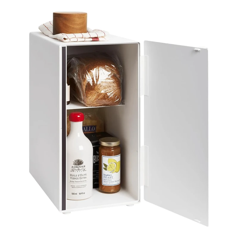 YAMAZAKI 5680 TOWER Bread Case Tall, white, Steel, Minimalist, 22 x 34.5 x 41 cm