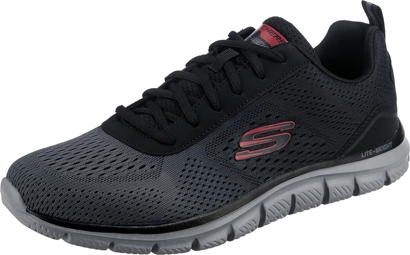 Skechers Men's Track Ripkent Trainers, Black Mesh/Charcoal Trim, 12 UK