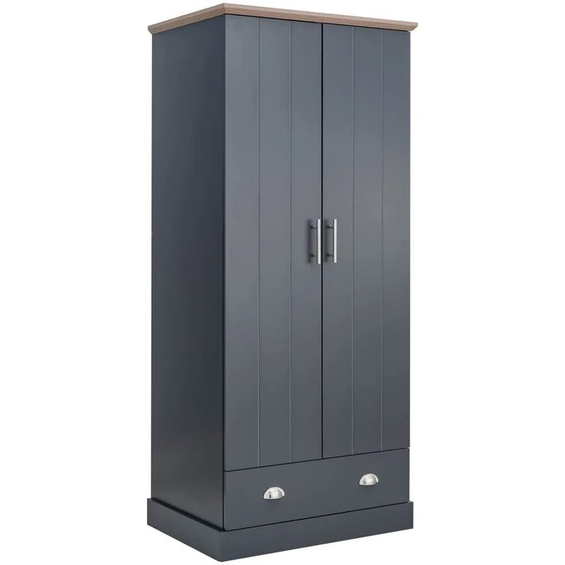 KENDAL 2 DOOR 1 DRAWER WARDROBE SLATE BLUE