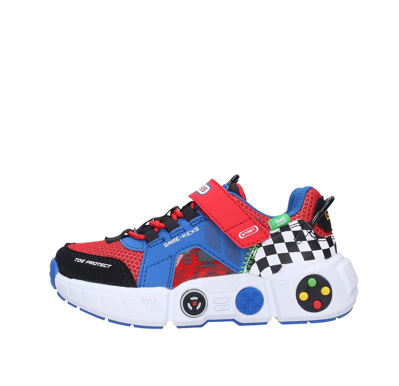Skechers Boy's Gametronix Sneakers, Blue Synthetic Red Textile Multi Trim, 13.5 UK Child