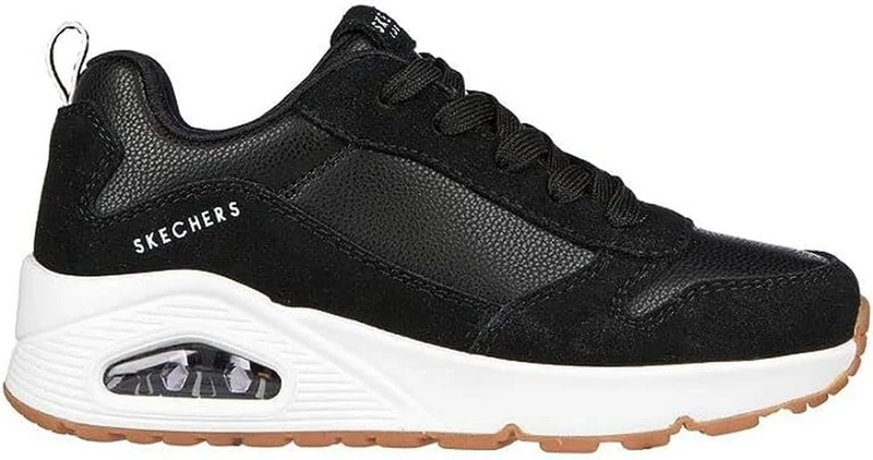 Skechers Boy's Uno - Stacre Sneakers, Black Suede Synthetic White Trim, 9.5 UK Child