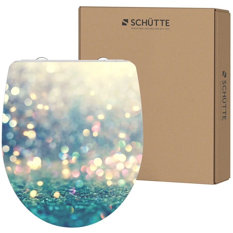 Schütte Magic Light Toilet Seat with Soft-Close Mechanism, Toilet Lid with Motif and Quick Release for Cleaning, Duroplast Toilet Lid (Max. Load of The Toilet Seat 150 kg), Glitter