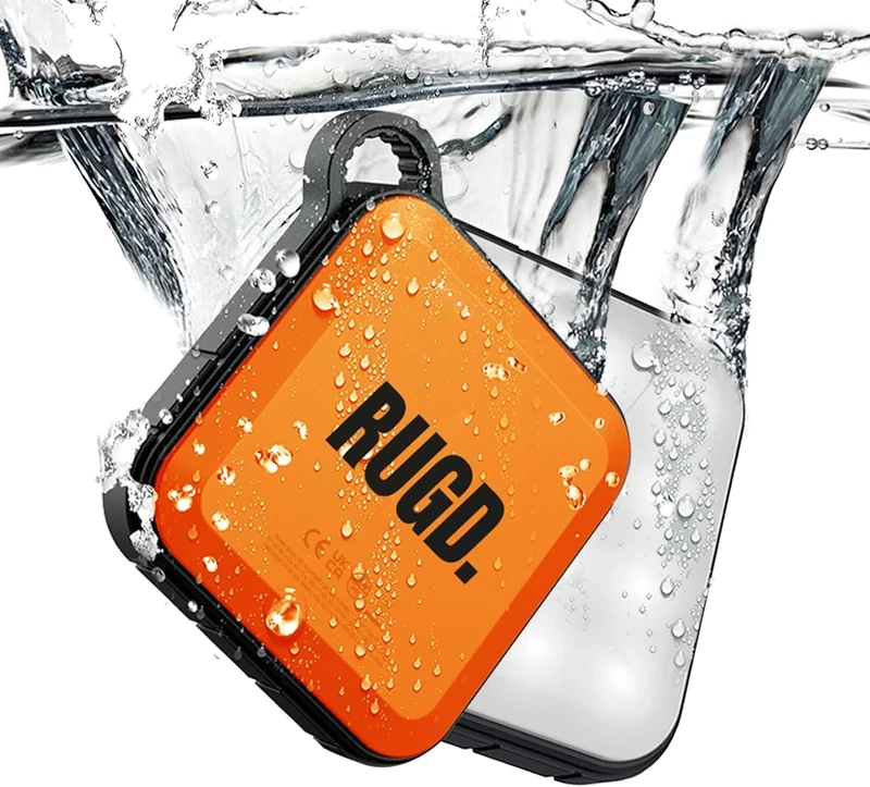 RUGD. - Power Brick I, Power Bank, Fast Charging, USB-C Input & Output, USB-A Output, Airline-Approved, Camping SOS Night Light, IP67, Water, Shock & Dust Proof, for iPhone & Samsung