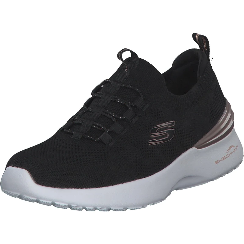 Skechers Womens Skech-air Dynamight Perfect Steps Sneaker, Black Knit Rose Gold Trim, 3 UK