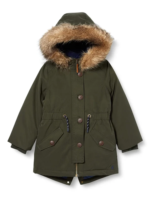Joules Girl's Everglade Parka, Everglade, One Size UK - Image 1