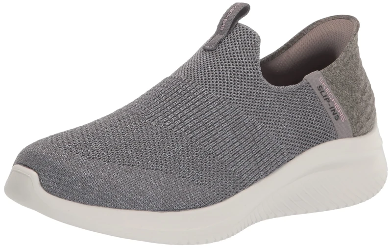 Skechers Women's Ultra Flex 3.0 Smooth Step Sneaker, Grey Knit Jersey Trim, 6.5 UK