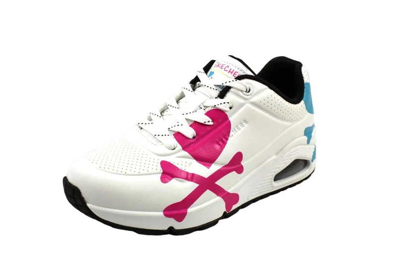 Skechers Women's UNO-Crossing Hearts Sneaker, White, 3 UK