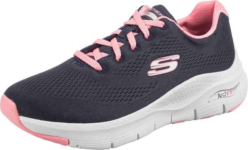 Skechers Women's Arch Fit Big Appeal Sneaker, Navy Mesh/Coral Trim, 2.5 UK