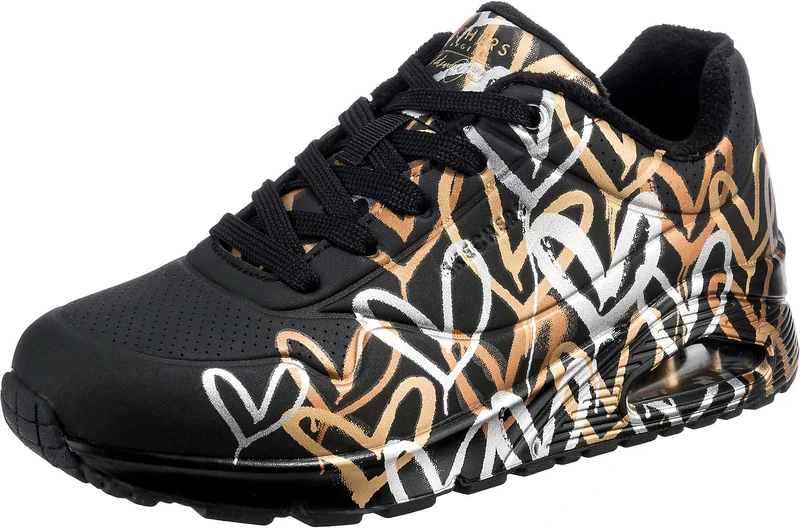 Skechers Uno Metallic Love - Women's Heart Print Sneakers