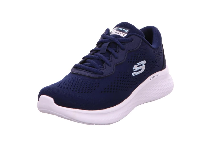 Skechers Women's Skech-Lite Pro Perfect Time Sneaker, Navy Mesh/White Trim, 6 UK
