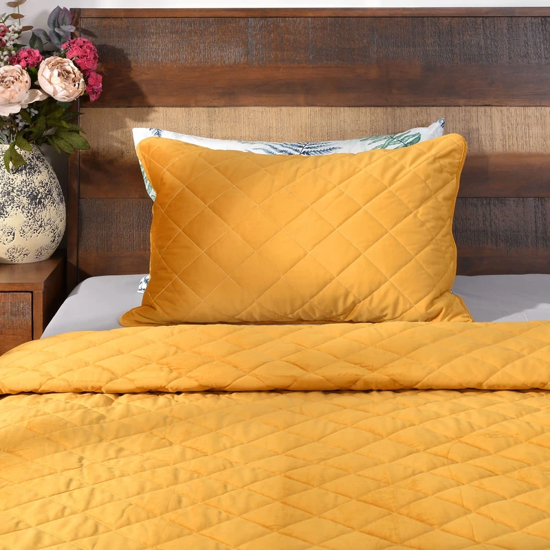 Deco Mex JS0549180Y ELENIA 2-Piece Blanket Set 180 x 260 cm / 50 x 70 cm Yellow - Image 1