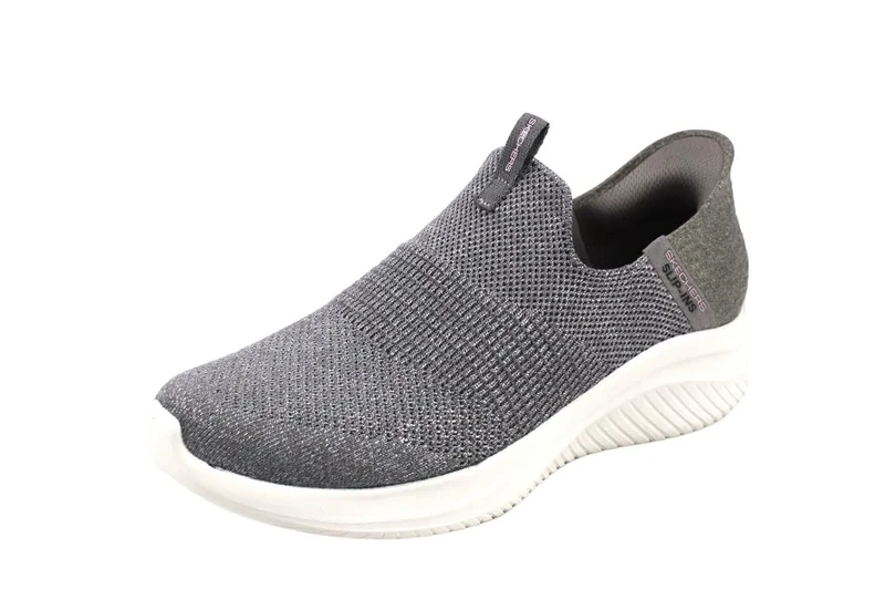 Skechers Women's Ultra Flex 3.0 Smooth Step Sneaker, Grey Knit Jersey Trim, 3.5 UK