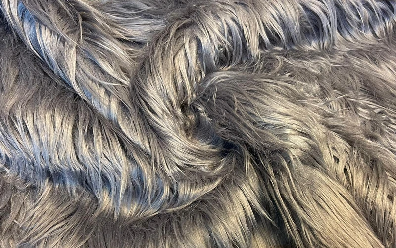 Super Luxury Faux Fur Fabric Material - Extra Long Pewter, 1Mtr - 150cm x 100cm