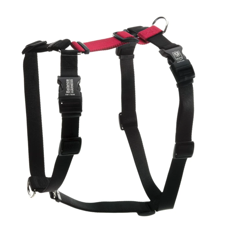 Blue-9 Buckle-Neck Balance Harness, Fully Customizable Fit No-Pull Harness, Ideal for Dog Training and Obedience, Made in The USA, Red, Medium