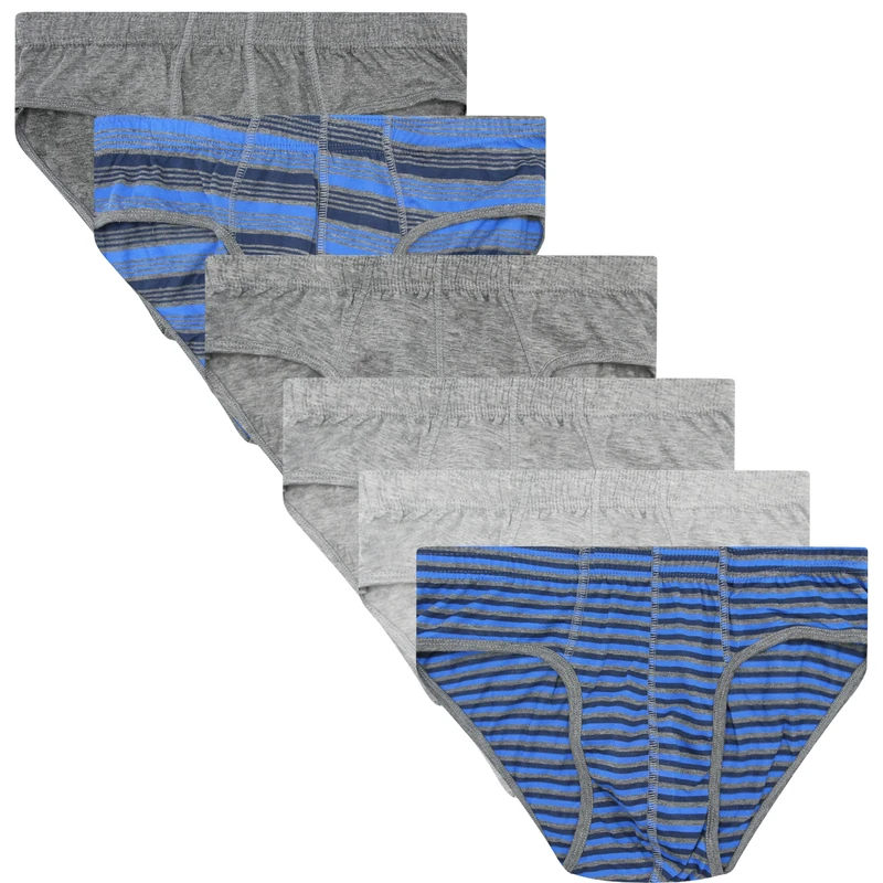 Sock Stack Mens Striped Slip Briefs Cotton Stretch Underwear Pants Comfort Fit Brief Trunk For Men, 6 Pairs, Large