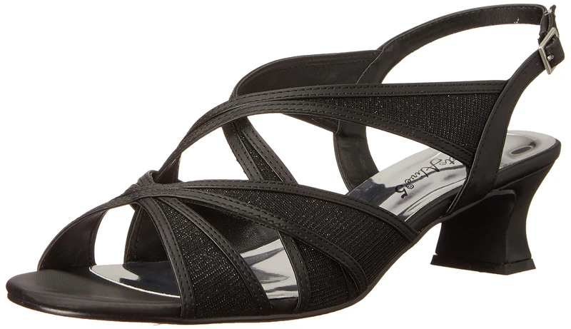 Easy Street Women's Tristen Slingback Sandal Heeled, Black Satin, 5 UK