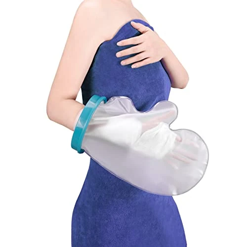 Fasola Hand Cover For Shower, Waterproof Dressing Protector For Thumb, Finger, Wrist, Palm, Reusable Plastic Bags of Plaster Keep Wounds & Bandage Dry When Bathing