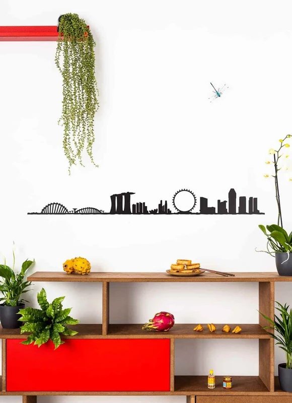 The Line - Singapore - Decorative Wall Silhouette - Skyline - 125 cm - Black