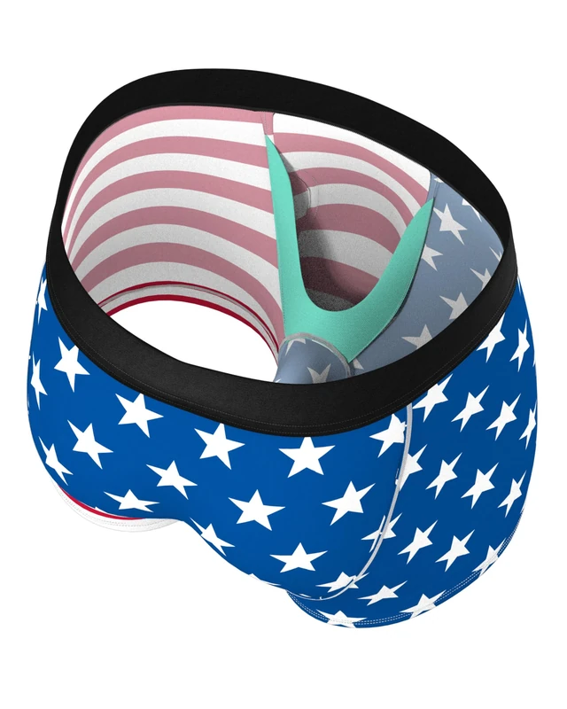 Shinesty Ball Hammock Pouch Underwear | Mens Trunk Underwear | Anti-Chafing, Moisture Wicking, Scrotal Support, American Flag Eagle, M - Image 1