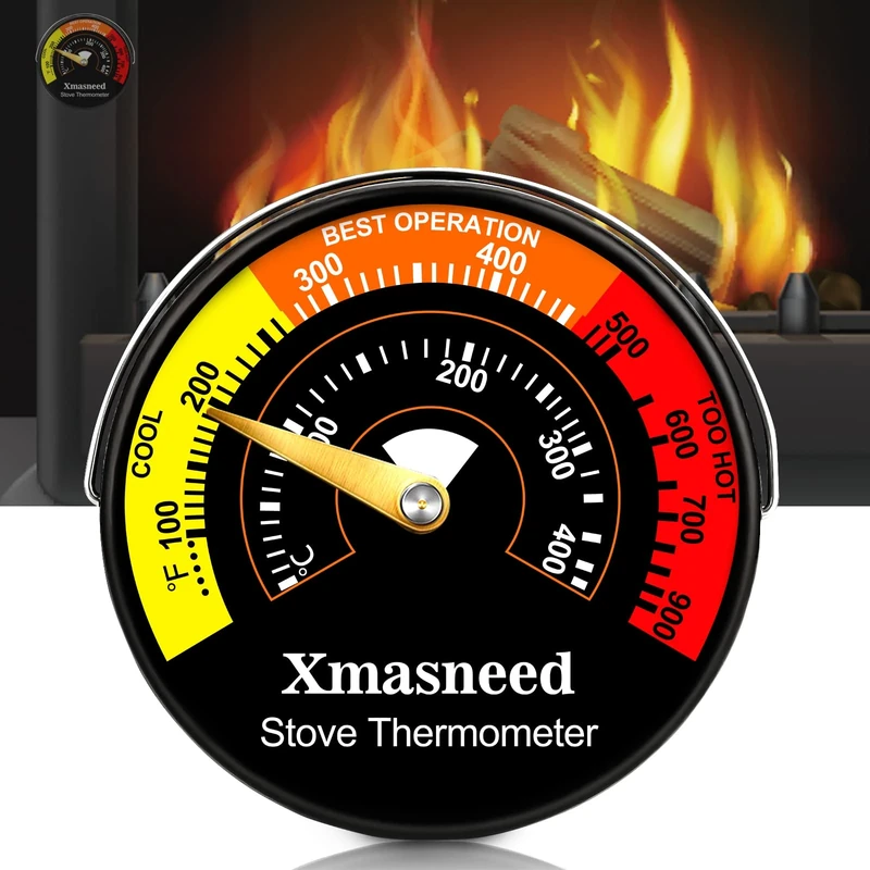 Wood Stove Thermometer Magnetic, Stove Temperature Stove Top Thermometer for Wood Burning Stoves, Gas Stoves, Pellet Stove, Avoiding Stove Fan Damaged by Overheat (1)