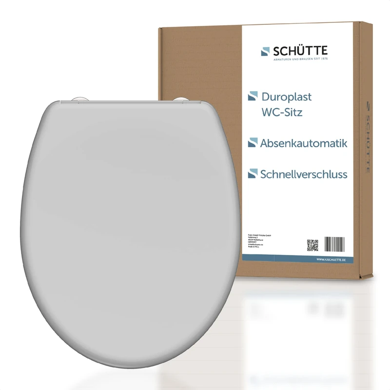 SCHÜTTE Toilet Seat Grey with Soft-Close Mechanism, Toilet Lid with Quick Release for Easy Cleaning, Duroplast Toilet Lid (Max. Load of The Toilet Seat 150 kg)