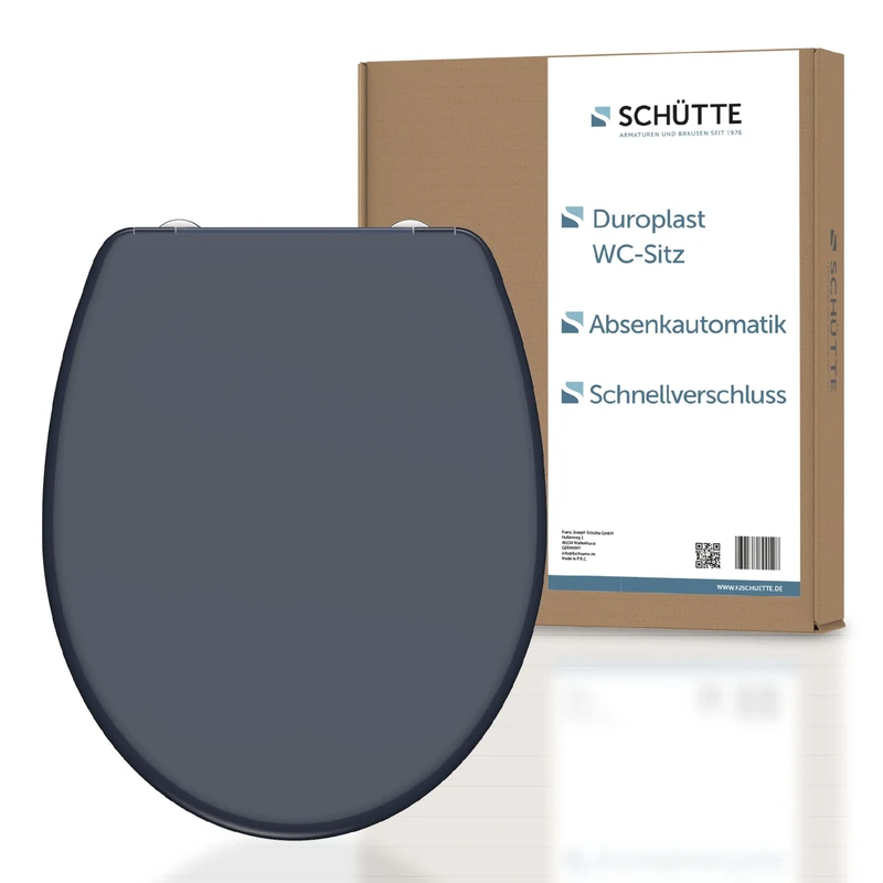 SCHÜTTE Anthracite Toilet Seat with Soft-Close Mechanism and Quick Release Made of Duroplast, Removable Toilet Lid with 175 kg Load Capacity, Toilet Seat with Glasses, Toilet Lid for Toilet, Toilet