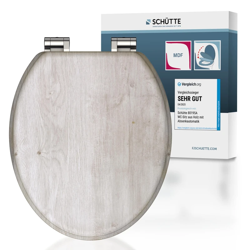 SCHÜTTE Lightwood Toilet Seat with Soft-Close Mechanism, Wooden Toilet Seat with Toilet Lid, Wooden Core Toilet Lid with Motif (Maximum Load of The Toilet Seat 150 kg), Wood Colour