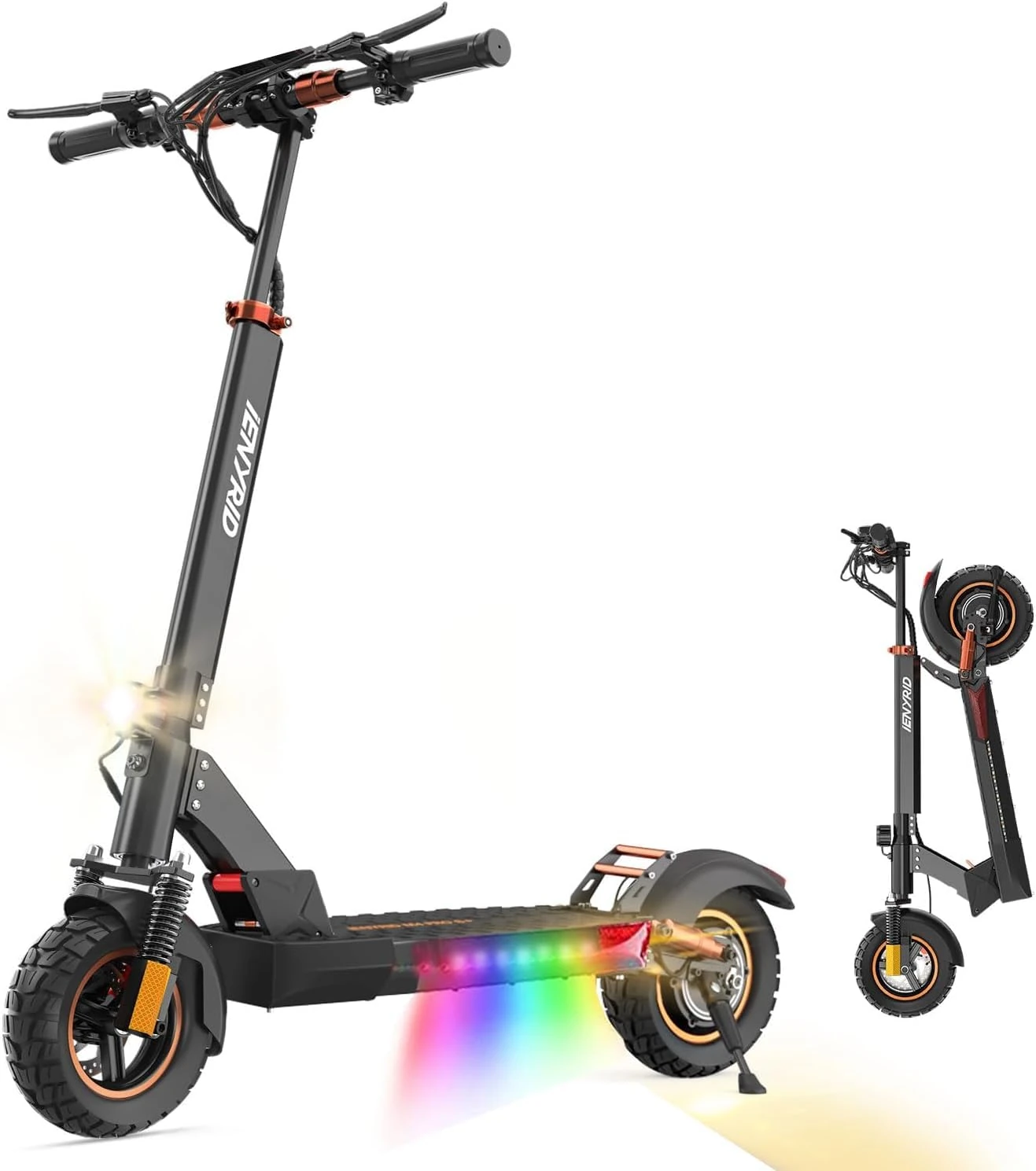 iENYRID Electric Scooter-10" Pneumatic Tires, Foldable Design, 3 Speed Modes, Dual Braking System, LCD Display, Strong Motor, Fast for Adults and Teens
